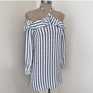 AEROPOSTALE- Striped Off-Shoulder Dress with Halter
